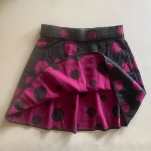 Krimson Klover Sweater Knit Skater Mini Skirt S with a grey and maroon polka dot